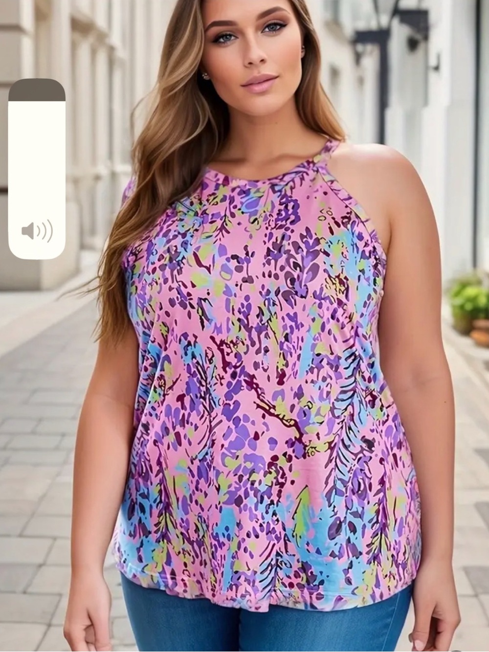 Pink Multi-Color Halter Neck Tank Top